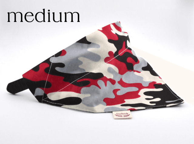 Red Camo  Print  Dog Bandana Medium  Slip-On Style 