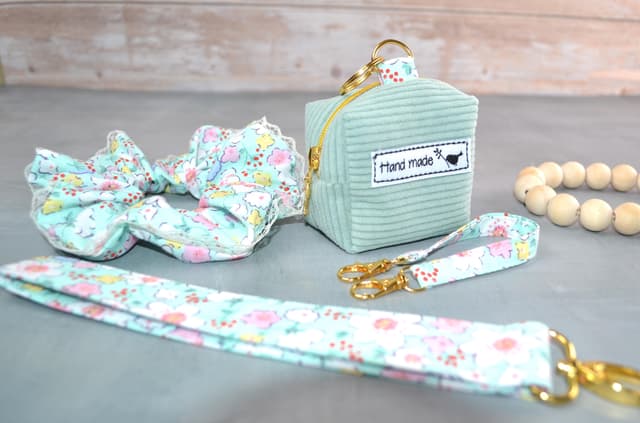 Blossom Breeze AirPods Case with Lace Scrunchie and Wristlet Gift Set Bandle