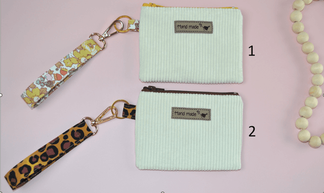 5" Chic Corduroy Mini Wallet Pouch and Keychain Wristlet Sets