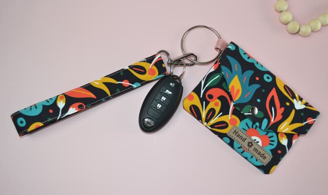 Midnight Bloom Mini Wallet Pouch &  Keychain Wristlet Set