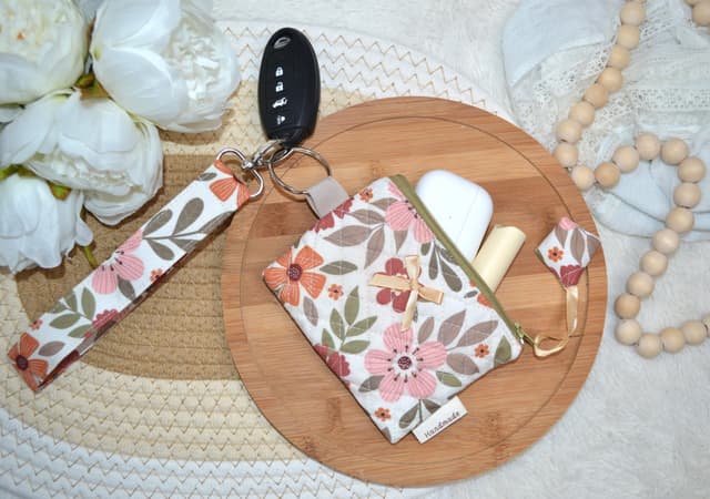 Floral Quilted Mini Wallet and Matching Wristlet