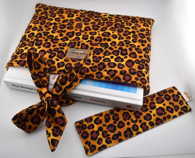  Quilted Leopard Print Book Sleeve with FREE Matching Bookmark