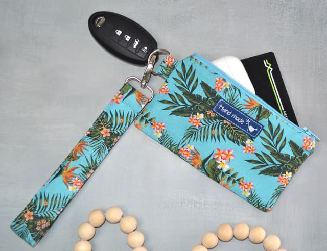 6” Tropical Breeze Aqua Palm Mini Wallet and Wristlet Set 